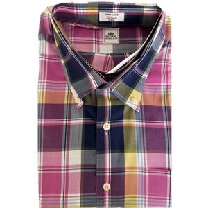 Peter Millar Multi-Color Plaid 100% Cotton Short-Sleeve Button Down Shirt Sz XL